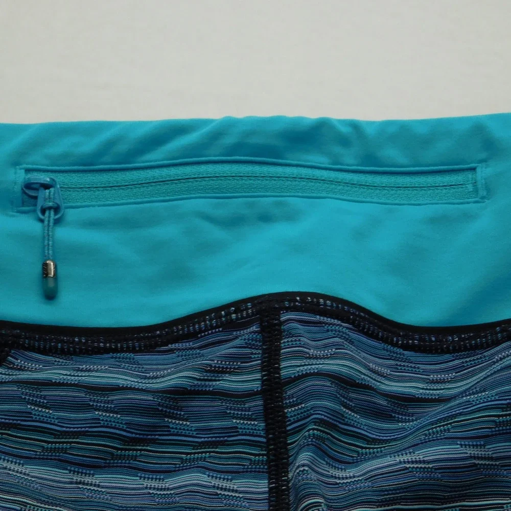 Lululemon Leggings Womens 6 Blue Run Inspire Crop II Stripe Athletic Pockets - Picture 9 of 9